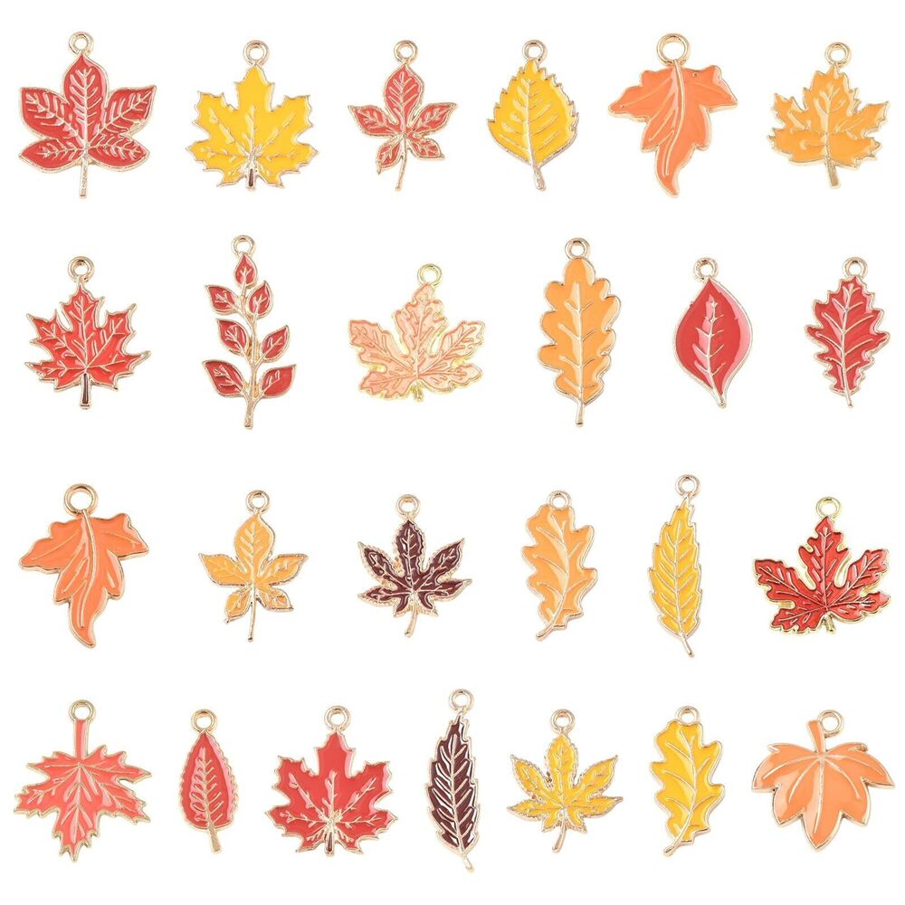 3831 50 pcs 25 Styles Alloy Autumn Theme Enamel Charms Thanksgiving Day